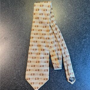 Bill Blass Beige and Brown Geometric Tie
